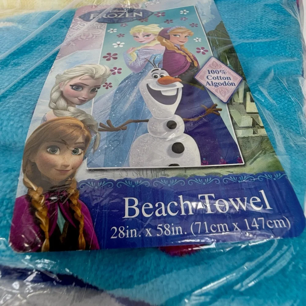 Disney Frozen Beach Towel Elsa Anna Olaf Cotton 28x58 Kids Bath Pool NEW